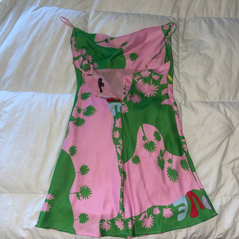 Floral Pink and Green Kids Dress